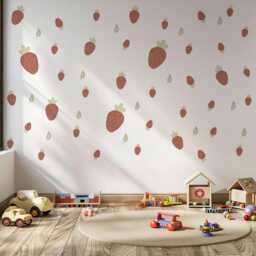 Hand-Painted Watercolour Strawberry Wall Stickers, Boho Nursery Decor - Peel & Stick - thumbnail 3