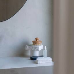 White Cement Display Riser, Roman Pillar Stand, Candle Stand - 5x5x4.75 - thumbnail 2