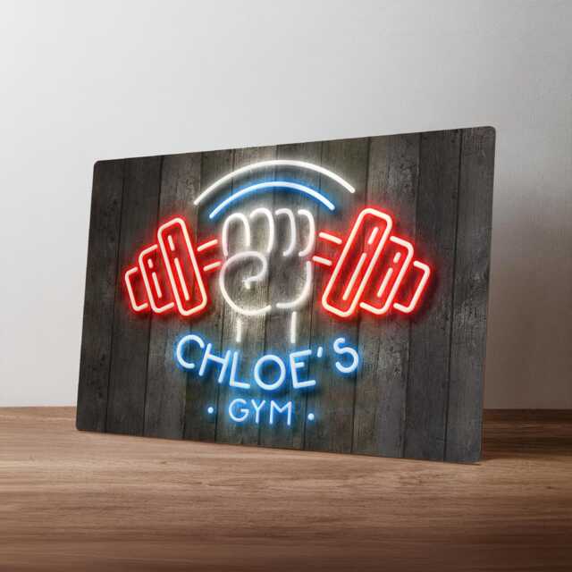 Personalised Home Gym Sign - Custom Faux Neon Workout Decor Fitness Studio Wall Art in A5, A4, A3 - image 1
