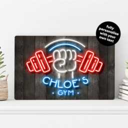 Personalised Home Gym Sign - Custom Faux Neon Workout Decor Fitness Studio Wall Art in A5, A4, A3 - thumbnail 3