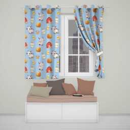 Cute Baby Goat Barn Hay Milk Farm Seamless Pattern Readymade Eyelet Ring Top Thermal 100% Blackout Curtains - thumbnail 1