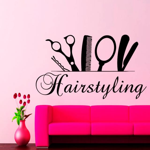 Wall Decals Hairdressing Hair Beauty Salon Decal Vinyl Sticker Hairstyling Scissor Combs Home Decor Window Living Room Murals Na337 - image 1