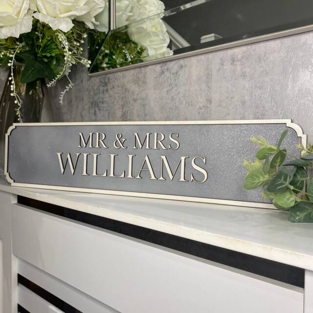 Personalised Mr & Mrs Wedding Family Wall Name Street Sign Decor Railway Gift Anniversary - image 1