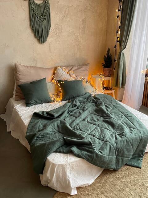Linen Bedspread Quilt Throw Blanket Boho Bedding Queen Comforter Aesthetic Bedroom Decor Bed Coverlet Housewarming Gift - image 1