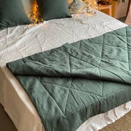Linen Bedspread Quilt Throw Blanket Boho Bedding Queen Comforter Aesthetic Bedroom Decor Bed Coverlet Housewarming Gift - thumbnail 3