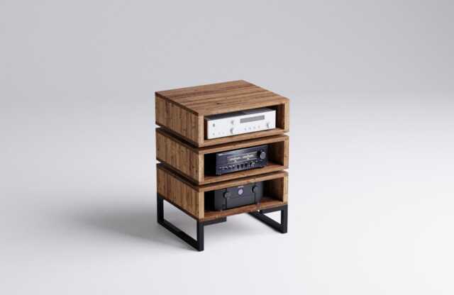 3 Tier Scandinavian Hi Fi Rack, Audio Rack - Component Rack Amplifier Cabinet Steel Legs Teak Oak Walnut Anti Vibration, Amp - image 1
