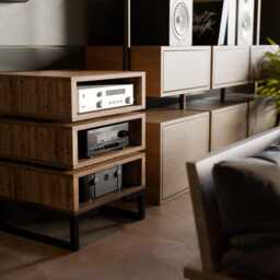 3 Tier Scandinavian Hi Fi Rack, Audio Rack - Component Rack Amplifier Cabinet Steel Legs Teak Oak Walnut Anti Vibration, Amp - thumbnail 3