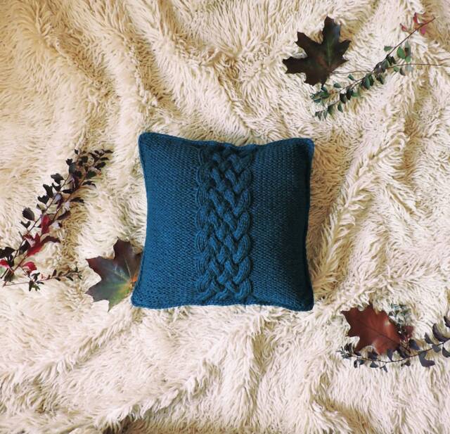 Home Decor, Wool Sweater Throw Pillow, Hand Knit Cushion Cover, Chunky Pillow Case, Decorative Couch Sham Gift - image 1