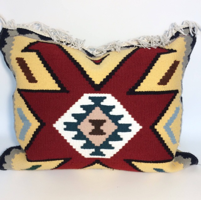 Kilim Pillow, Mustard & Red Pillow Geometric Cushion Cover, Floor Handmade Kilim Cover, Bohemian Decor, Gift Idea - image 1