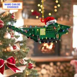 Custom Name Rock Crusher With Santa Hat & Christmas Lights Ornament, Tree Hanging Decor, Flat 2D Ornament