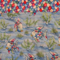 "Handmade Rainbow Fish Quilt Full Size Blue Chevron Bedding - 74"" X 89" - thumbnail 3