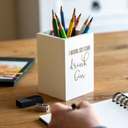 Funny Gin Pen Holder Laser Engraved Wooden Pencil Pot - Lc256 - thumbnail 1