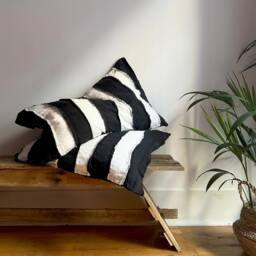 Black & White Striped Linen Pillow Cover Handmade Monochrome Sham - thumbnail 2