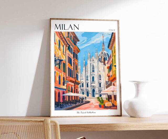 Milan Travel Poster Italian City Art Print - image 1