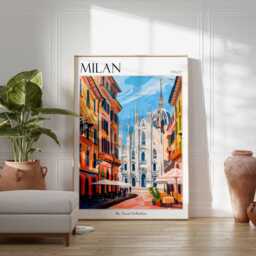 Milan Travel Poster Italian City Art Print - thumbnail 3