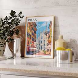 Milan Travel Poster Italian City Art Print - thumbnail 2