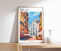 Milan Travel Poster Italian City Art Print - thumbnail 1