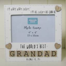 Photo Frame The Worlds Best Grandad Tile Art Grandfather Gift Wood Cream 6x4 - thumbnail 2