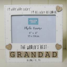 Photo Frame The Worlds Best Grandad Tile Art Grandfather Gift Wood Cream 6x4 - thumbnail 3