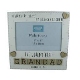 Photo Frame The Worlds Best Grandad Tile Art Grandfather Gift Wood Cream 6x4 - thumbnail 1