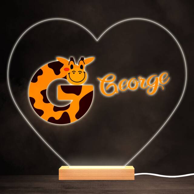 Alphabet Animals Letter G Colourful Heart Personalised Gift Lamp Night Light - Bedroom - image 1