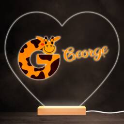 Alphabet Animals Letter G Colourful Heart Personalised Gift Lamp Night Light - Bedroom - thumbnail 1
