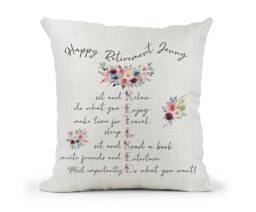Personalised Cushion Gift, Colleague, Mum, Co-Worker, Sister Friend Retirement Gift Keepsake - thumbnail 1