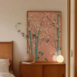 Cherry Blossom Bamboo Poster Print - Japanese Floral Wall Art Pink Botanical Decor - thumbnail 2