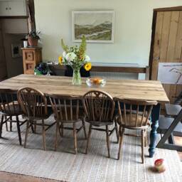 Rustic Reclaimed Farmhouse Dining Table - Wide Handmade Made in The UK - thumbnail 1