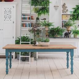 Rustic Reclaimed Farmhouse Dining Table - Wide Handmade Made in The UK - thumbnail 2