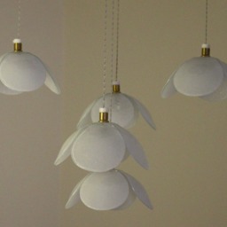 Chandelier With Multiple Art Glass Flower Shaped Pendant Lights. Flower Design - thumbnail 3