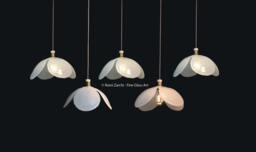 Chandelier With Multiple Art Glass Flower Shaped Pendant Lights. Flower Design - thumbnail 1