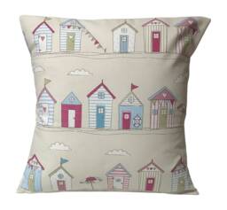 Fryetts Beach Huts Pink Green Blue Pillow Scatter Cushion Cover 16