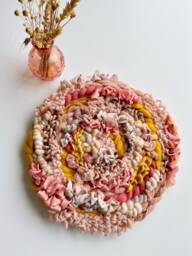 Fresh Peach 12-Inch Round Woven Wall Hanging - thumbnail 1