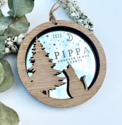 Christmas Cat Memorial Ornament, Cat Bauble, Personalised Tree Decoration, Rainbow Bridge - thumbnail 1