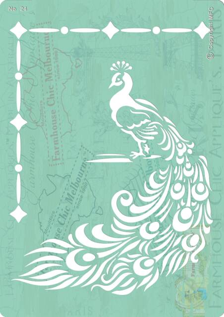 Bird Stencil, Vintage Peacock Art French Pochoirs De Meubles, Cushion Stencil Stock No 24 - image 1