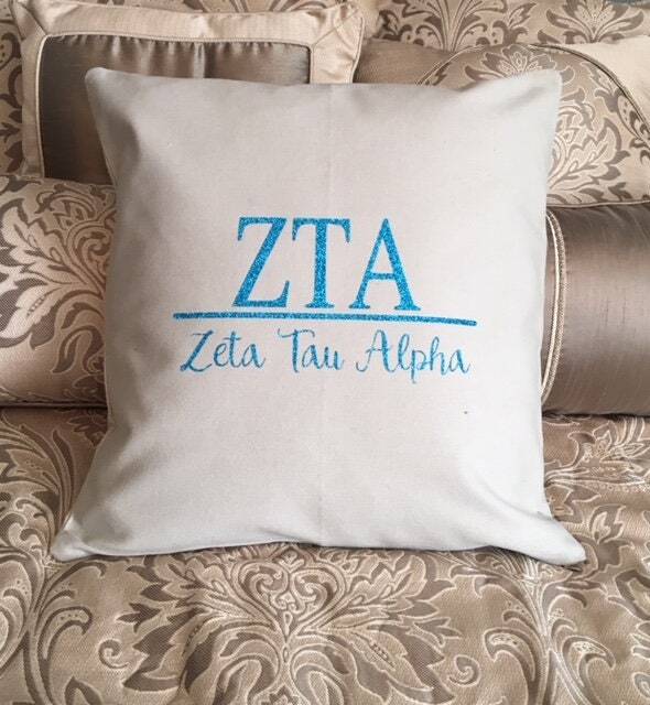 Zeta Tau Alpha/Zta Sorority 18x18 Throw Pillow/Decorated Pillow/Pillow/Zta Bid Day Gift/Zeta Alpha Pillow - image 1