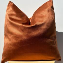 Terracotta Velvet Euro Sham Pillow Cover, Fall Decor, Cotton Fabric Cushion Case, Rust Housewarming Gift, Halloween Gift, Burnt Orange - thumbnail 4