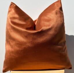 Terracotta Velvet Euro Sham Pillow Cover, Fall Decor, Cotton Fabric Cushion Case, Rust Housewarming Gift, Halloween Gift, Burnt Orange
