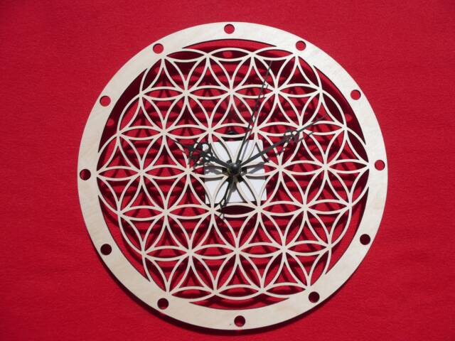 Flower Of Life Wall Clock, Wood, 29 cm - image 1