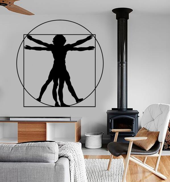 Wall Vinyl Decal Leonardo Da Vinci Virtuvian Man Contemporary Modern Decor 1311Dz - image 1