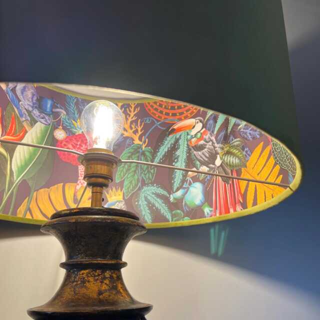 Olive Green Velvet Wonderland Drum Lampshade, Double Sided Lampshade With Paper On Interior, Ceiling Light Shade - image 1