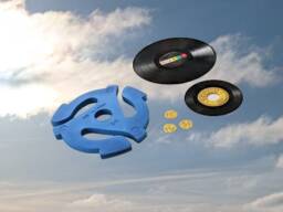 Blue 45 Rpm Record Adapter Wall Sculpture, Handmade Pop Art Music Decor - thumbnail 1