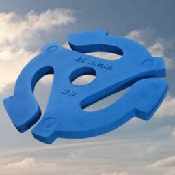 Blue 45 Rpm Record Adapter Wall Sculpture, Handmade Pop Art Music Decor - thumbnail 2