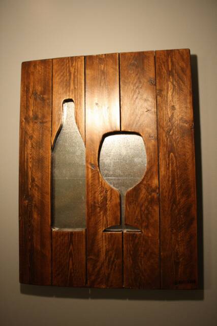 Wine Glass & Bottle Wood Wall Decor - image 1