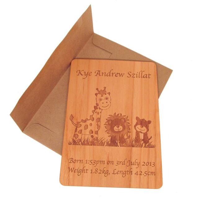Wooden Baby Card - Gift Keepsake Personalized - image 1