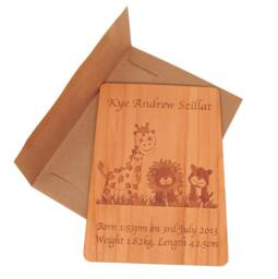 Wooden Baby Card - Gift Keepsake Personalized - thumbnail 1