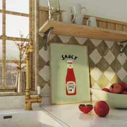 Saucy Unframed Print - Kitchen Poster Funny Tomato Ketchup Wall Decor Pun Art Fun Gift Lover - thumbnail 3