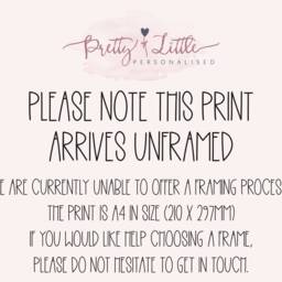 Personalised New Baby Gift, Woodland Animals, Name Print, Themed Nursery, Print For Girl - thumbnail 3