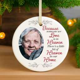 Personalised Memorial Christmas Tree Ornamentscustom Xmas Photo Remembrance Ceramic Bauble Gifts Plaque Sign Keepsake Decoration - thumbnail 1